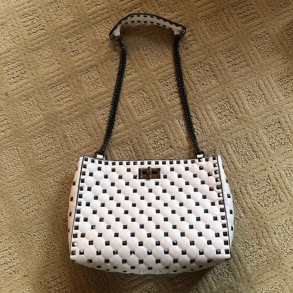 White Leather Purse with Studs